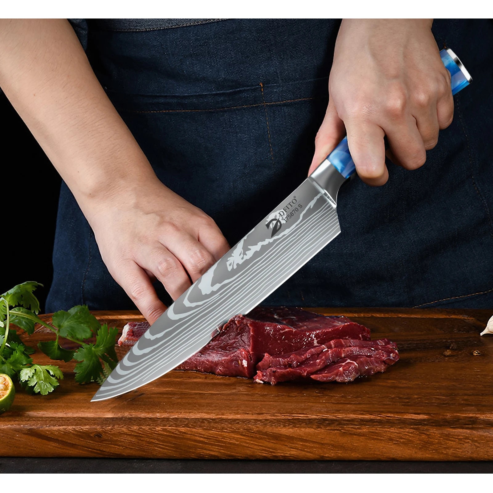 ZENG 8PCS Chef Knife Set; Utility, Boning, Meat Cleaver, Fruit, Bread,