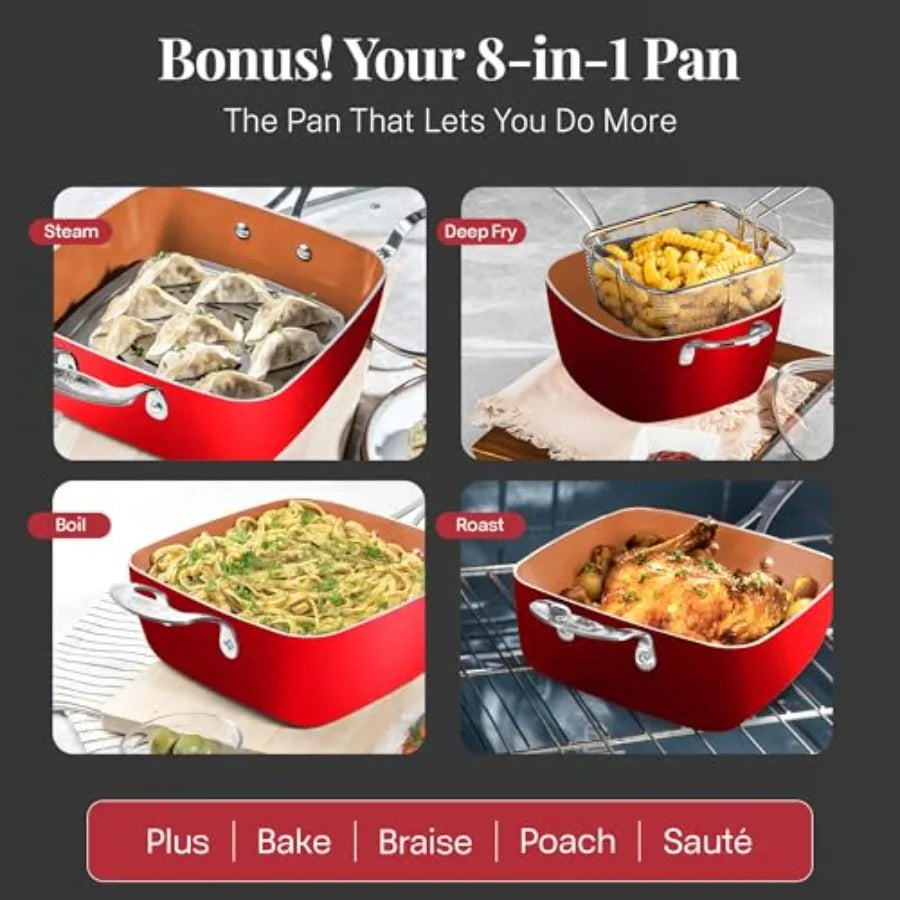 20 Pc Pots and Pans Nonstick Cookware Set with Lids + Bakeware Set Complete