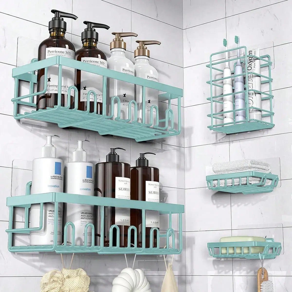 5-Pack  Stainless Steel Adhesive Shower Caddy