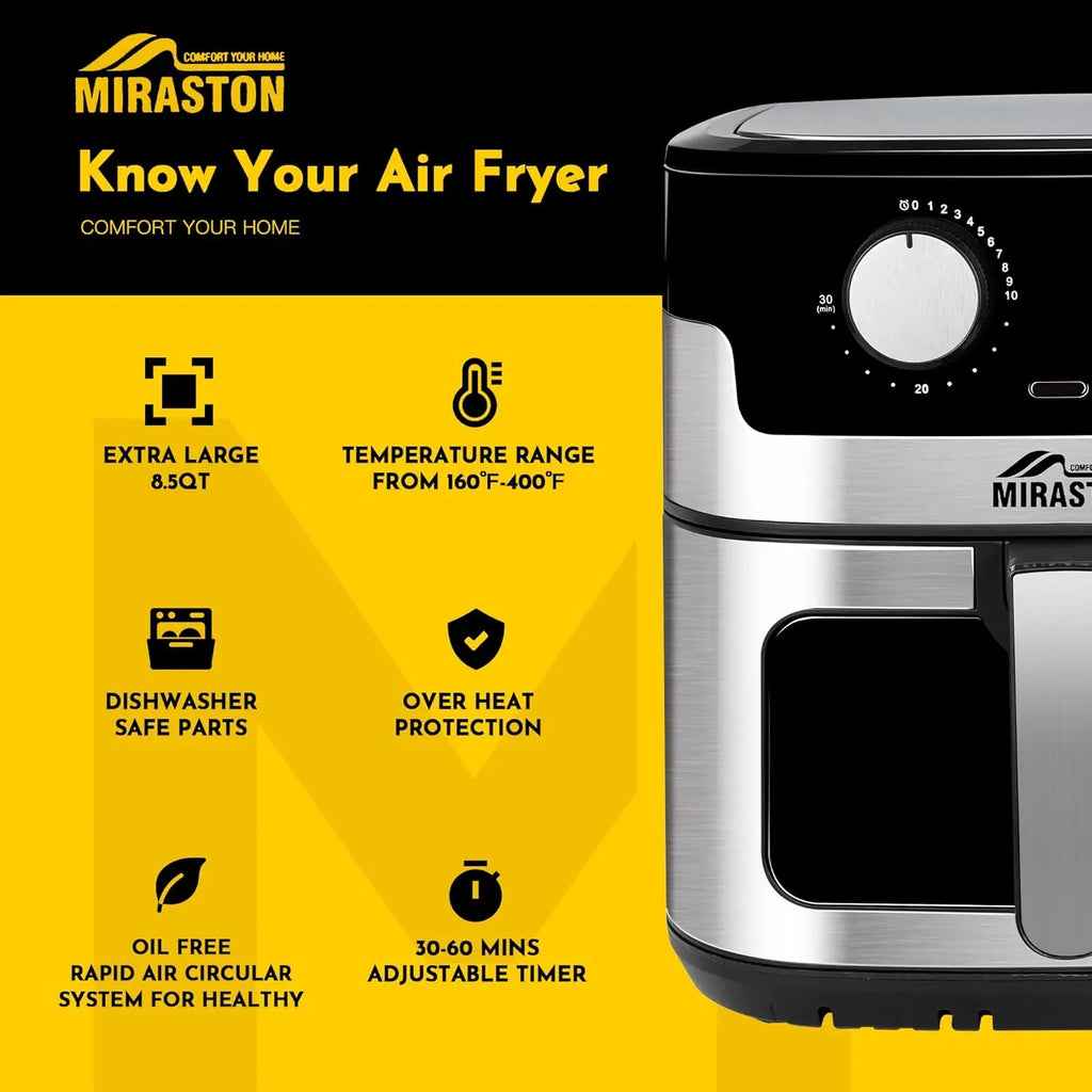8.5QT Air Fryer, Stainless Steel