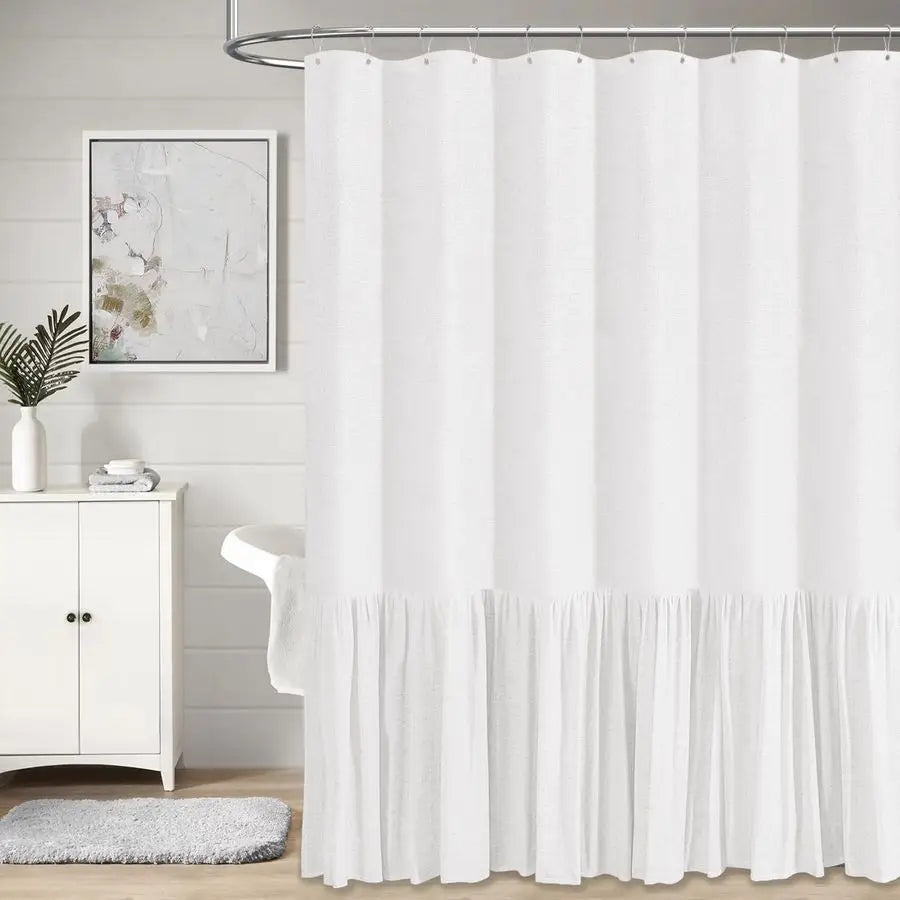 Long Linen Shower Curtain