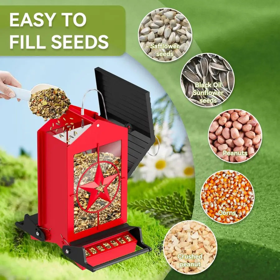 Squirrel Proof Bird Feeder for Outdoors , Seed Feeder with Bilateral Weight Activated Perches