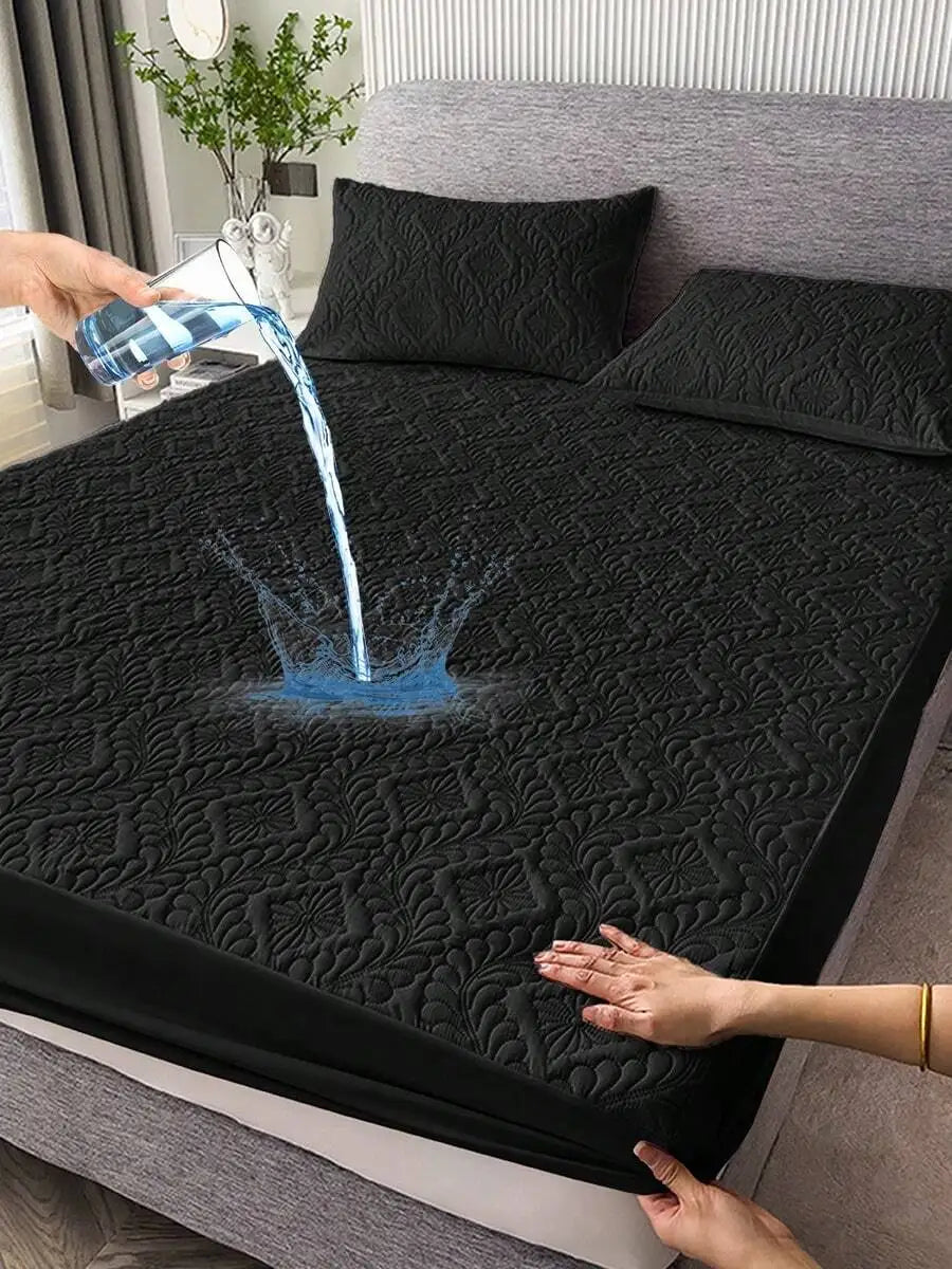 1pc Quilted Waterproof Fitted Mattress Pad