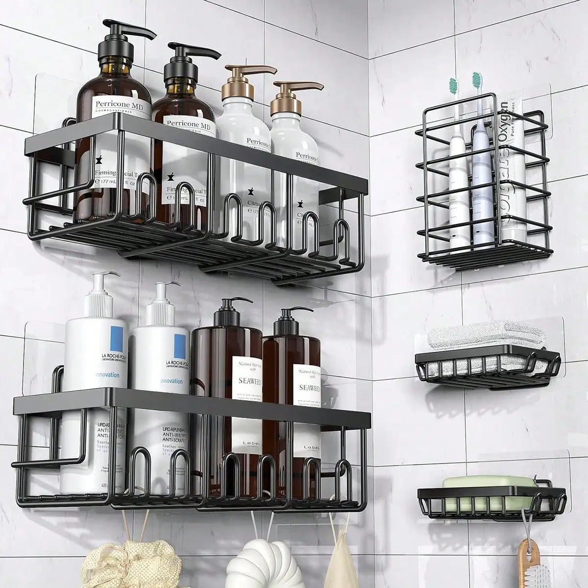 5-Pack  Stainless Steel Adhesive Shower Caddy