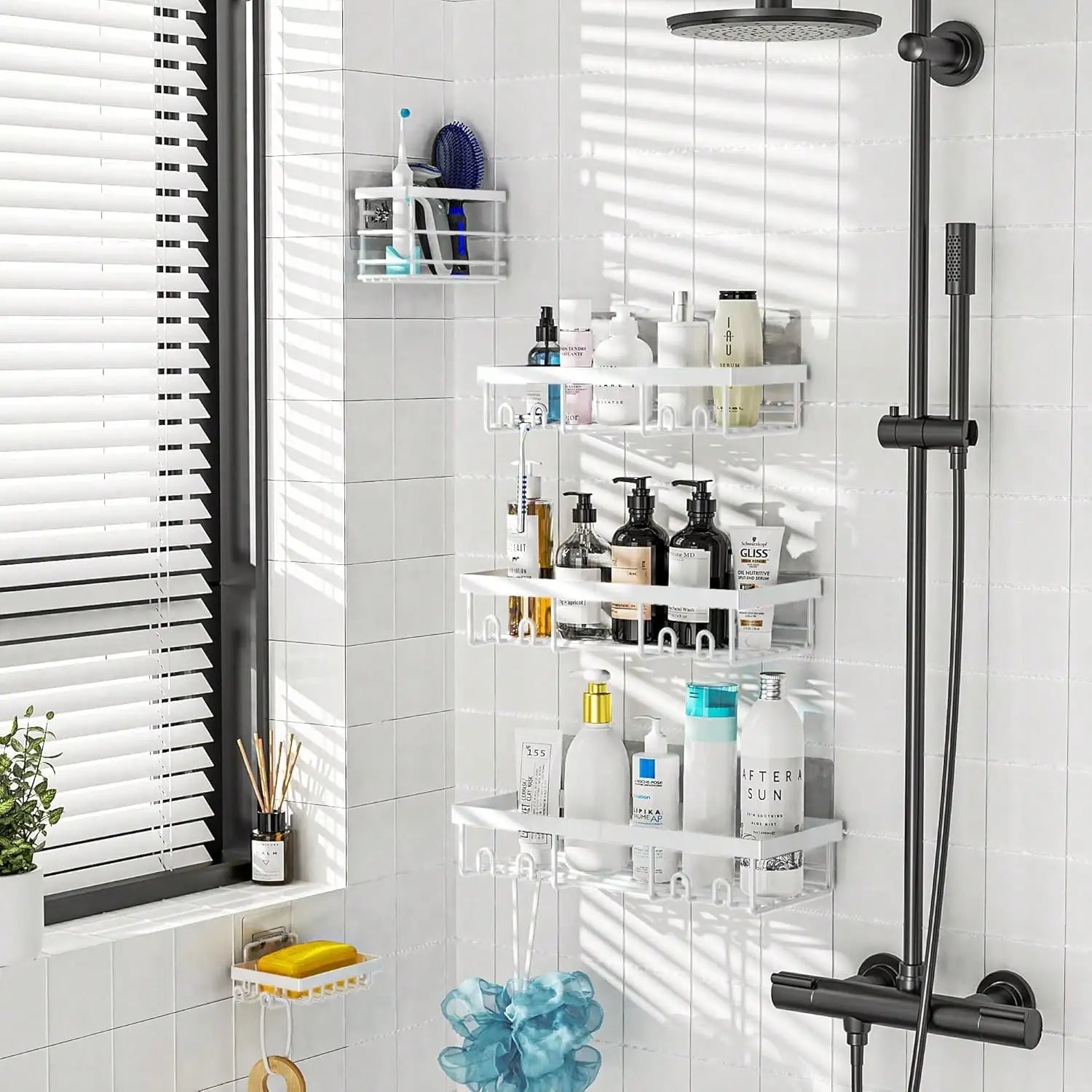 5-Pack  Stainless Steel Adhesive Shower Caddy