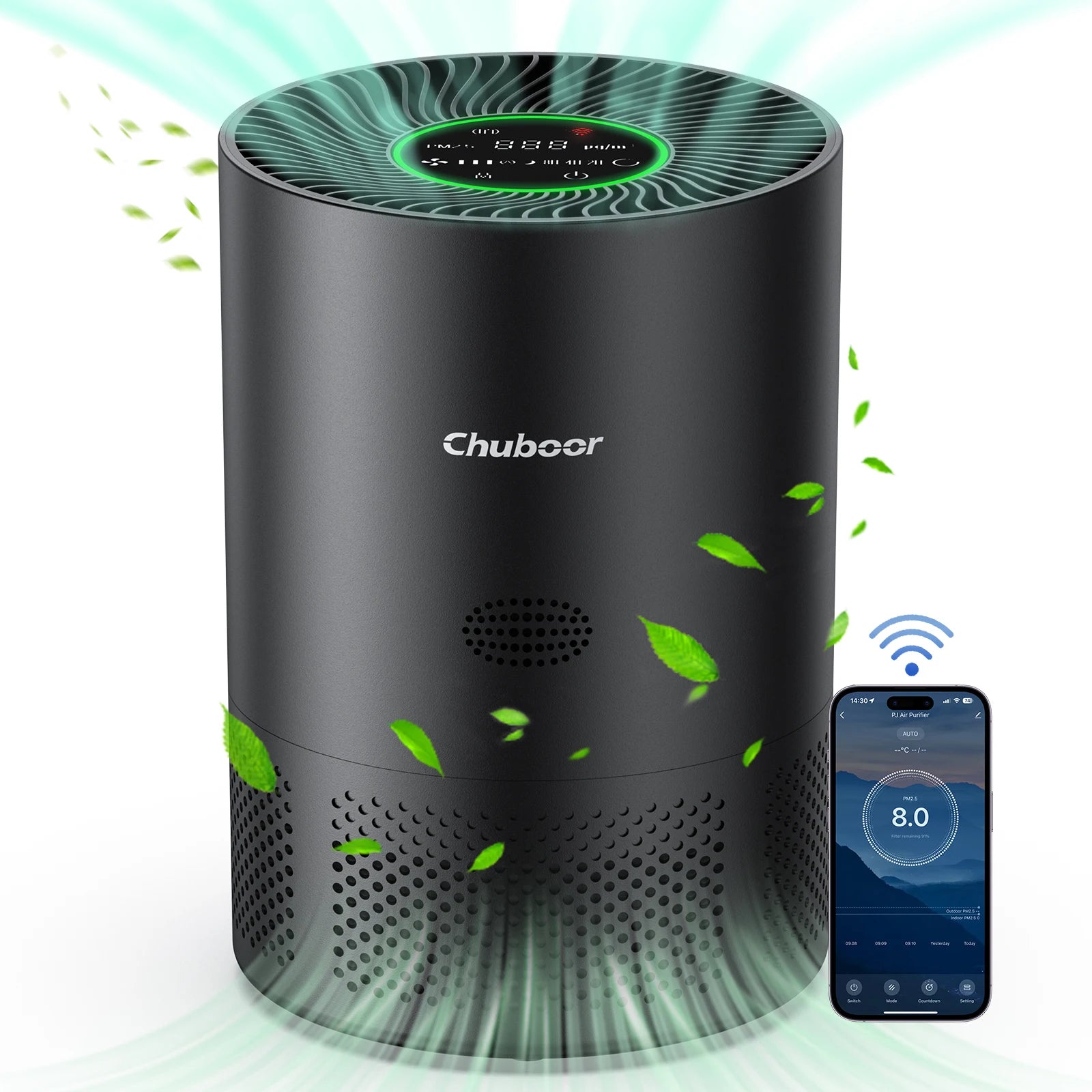 Chuboor Air Purifiers for Home H13 True HEPA for Bedroom Room kitchen washroom for Smoke and Dust Pollen Odors PM2.5 Detection