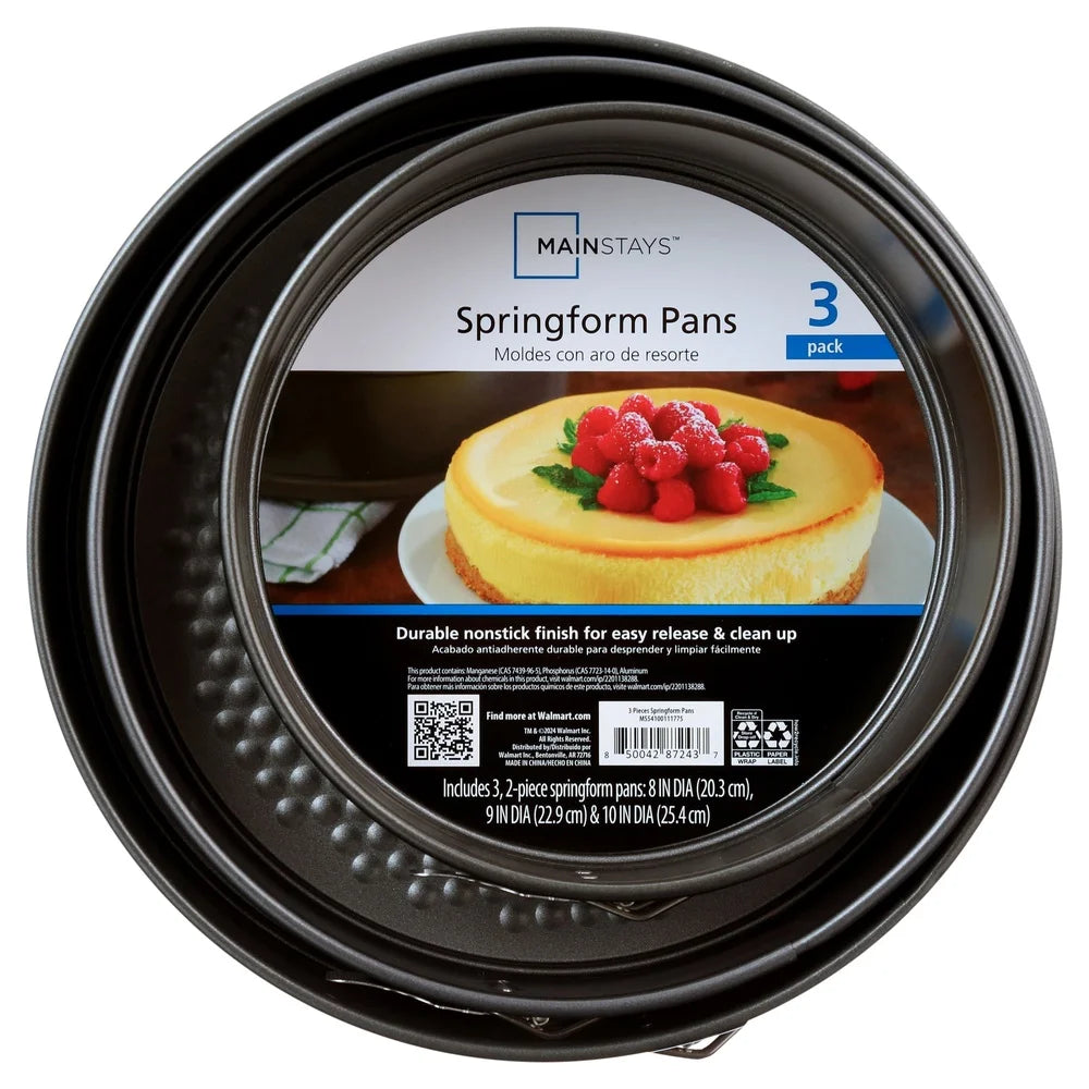 3 Piece Nonstick Carbon Steel Springform Cake Pan Set