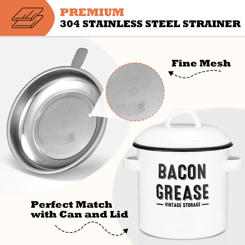 Bacon Grease Container with Strainer
