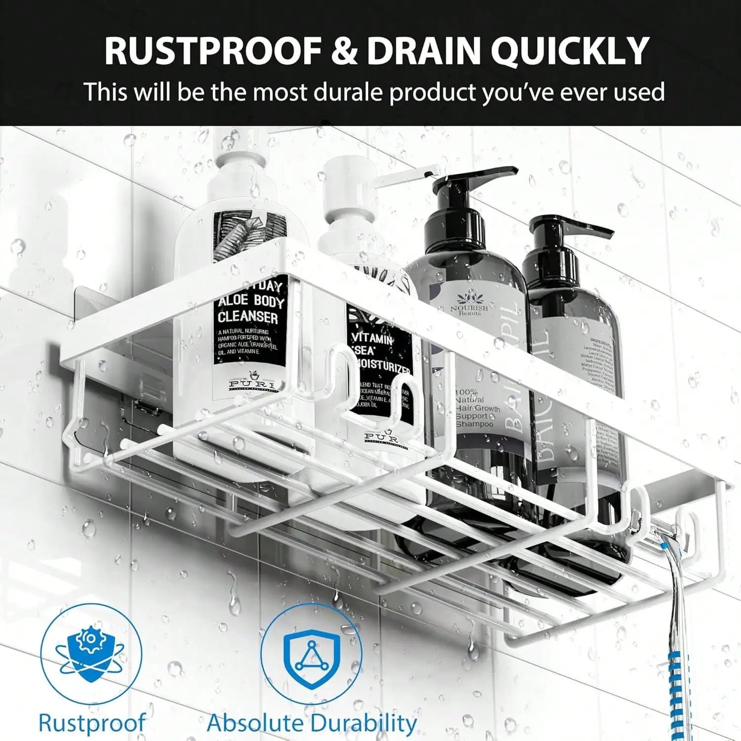 5-Pack  Stainless Steel Adhesive Shower Caddy