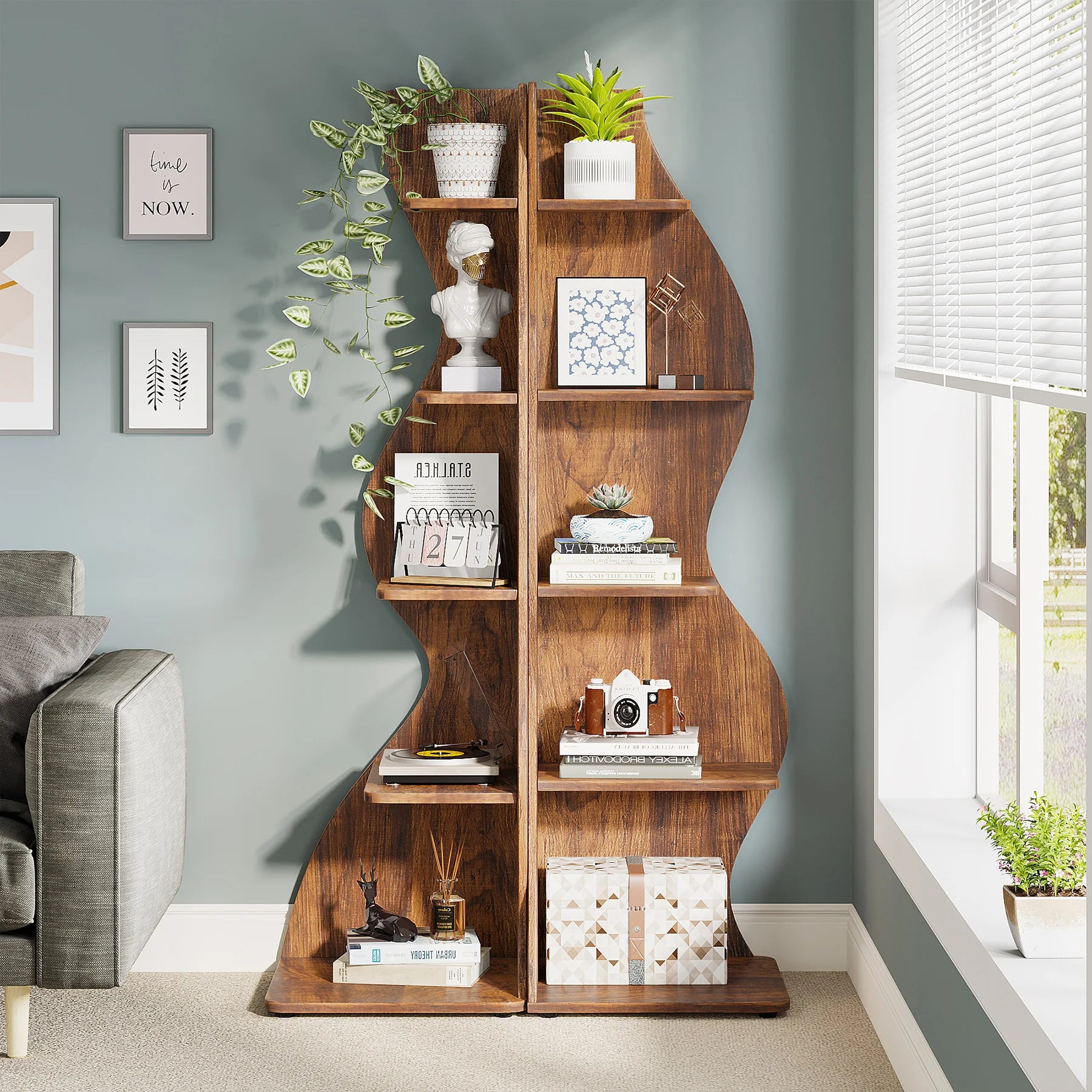 5-Tier Wall Corner Bookshelf