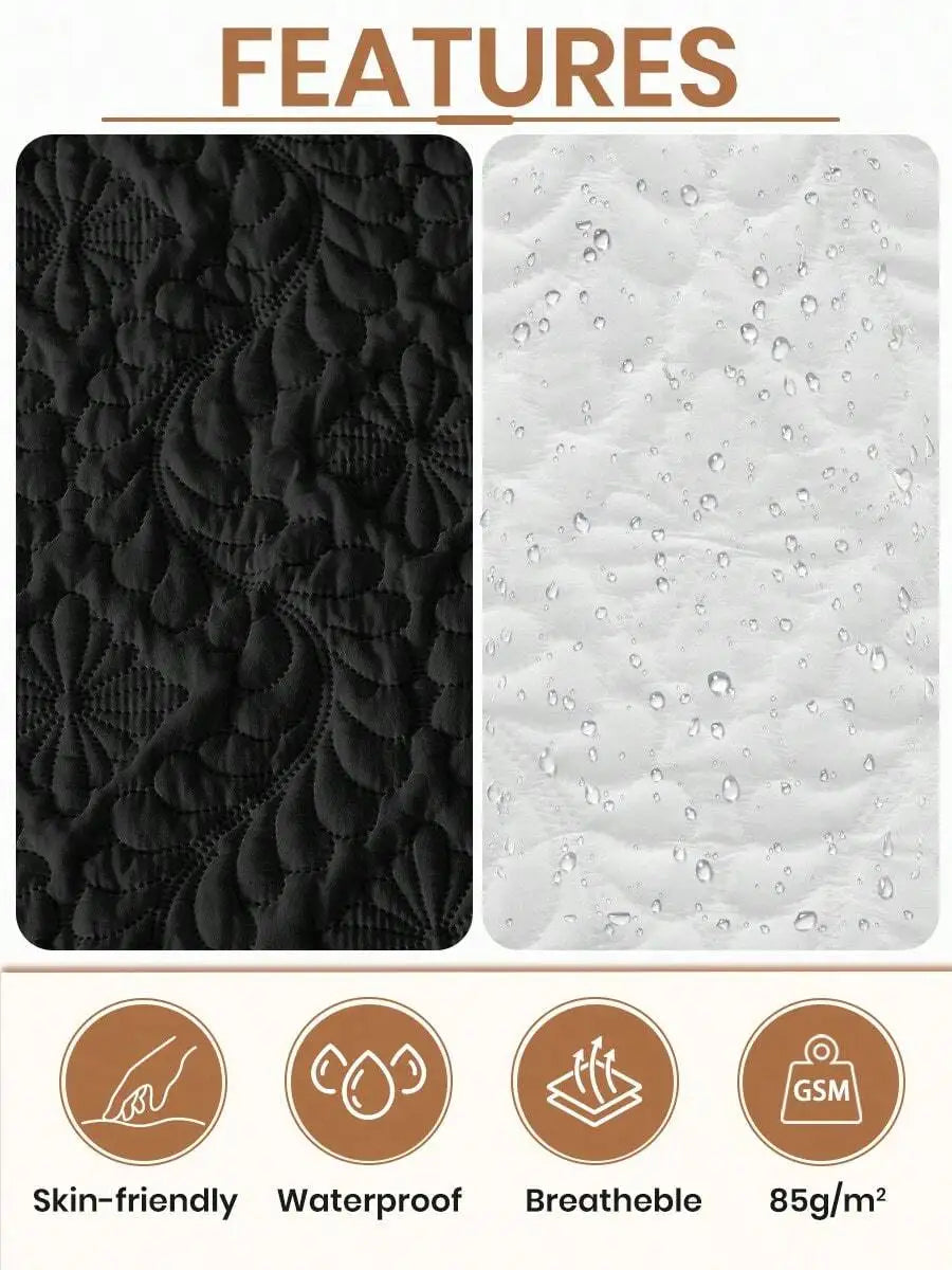 1pc Quilted Waterproof Fitted Mattress Pad