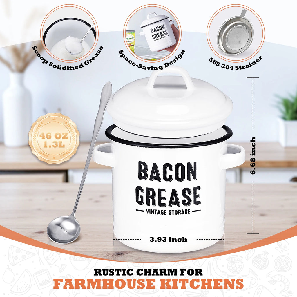 Bacon Grease Container with Strainer