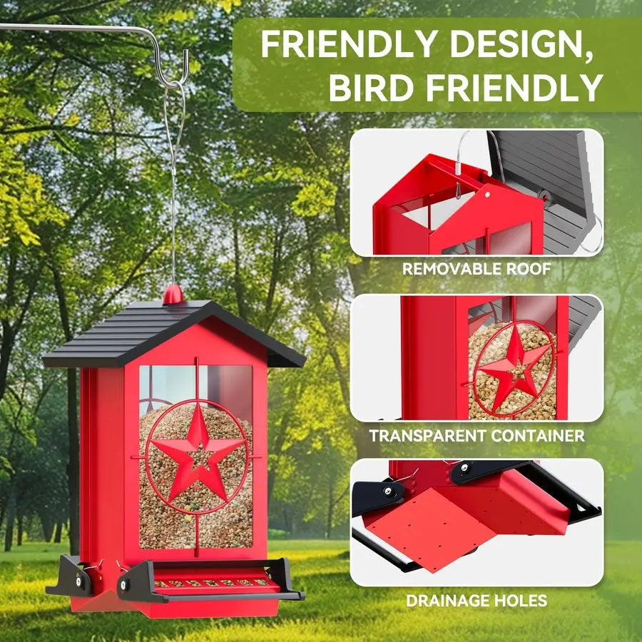 Squirrel Proof Bird Feeder for Outdoors , Seed Feeder with Bilateral Weight Activated Perches
