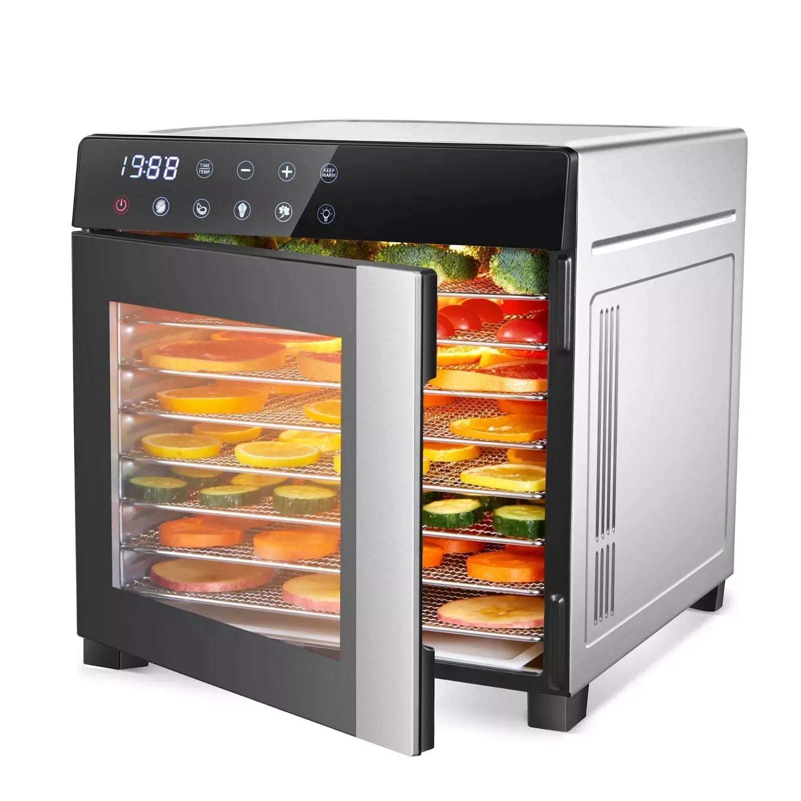 Stainless Steel Food Dehydrator w/8-Tray, 600W with 4 Presets & Digital Timer
