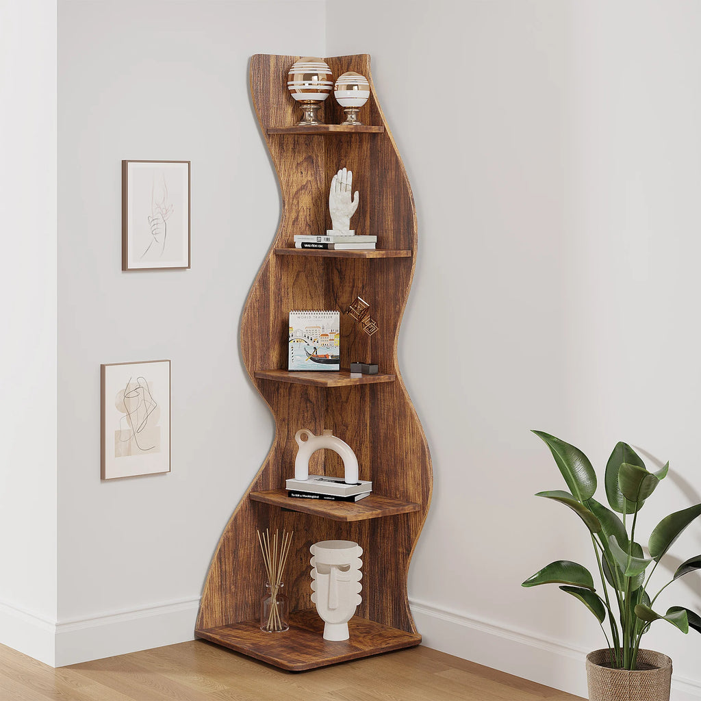 5-Tier Wall Corner Bookshelf