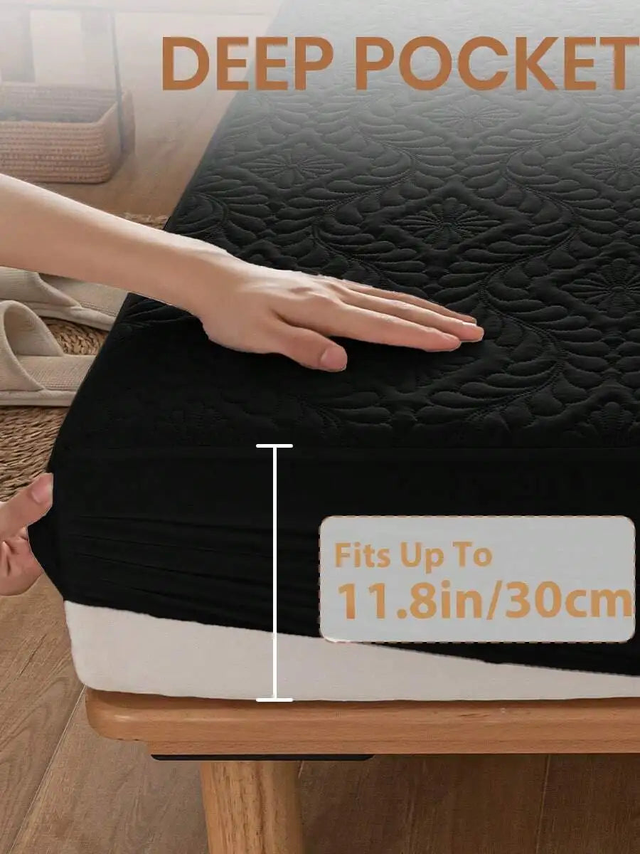 1pc Quilted Waterproof Fitted Mattress Pad
