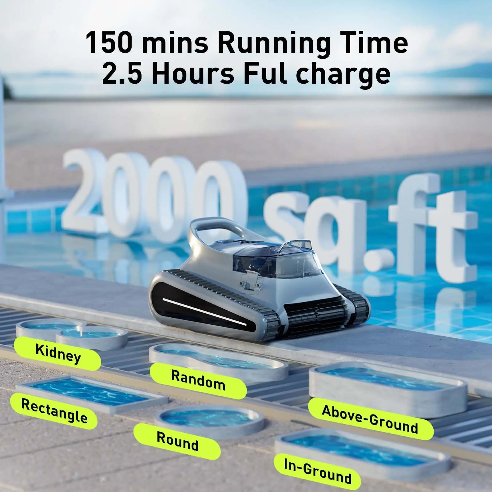 (2025 New) Seauto Crab Pro Cordless Robotic Cleaner, for Inground Pools up to 2000 Sq.ft