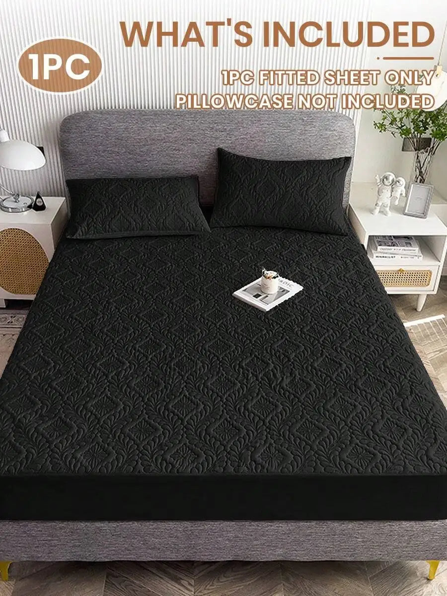 1pc Quilted Waterproof Fitted Mattress Pad