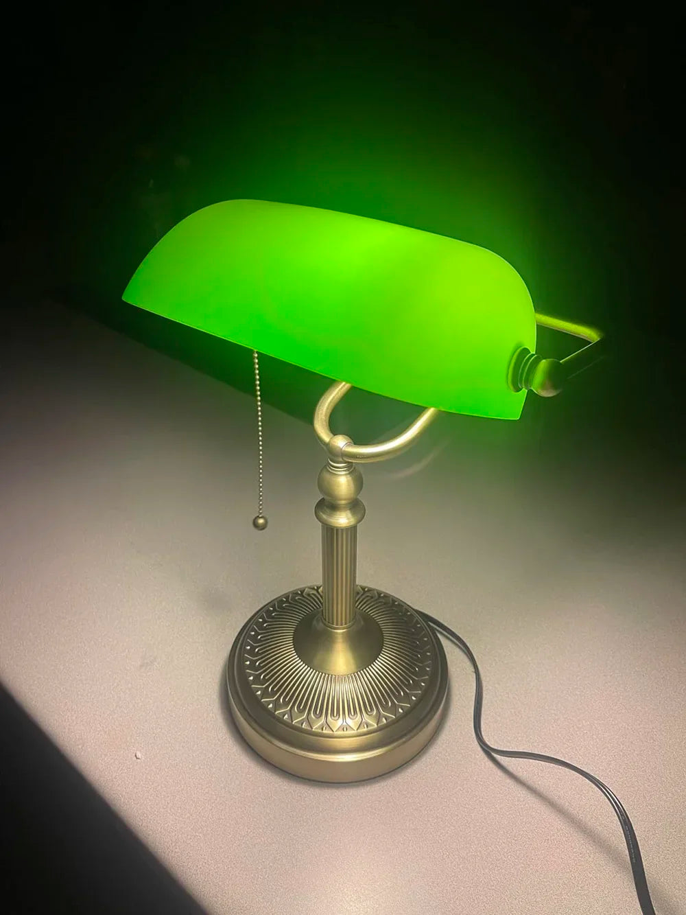 New plug-in table lamp emerald glass banker lamp with zipper switch E27/E26 living room bedroom bedside sofa library table lamp