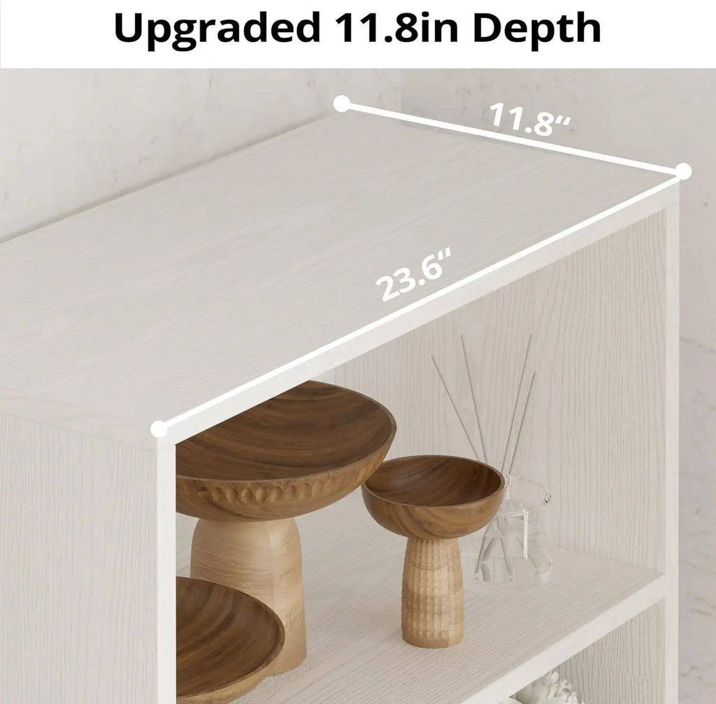 Industrial Bookcase with Doors 11.8 in Depth Floor Standing 5 Shelf Display Storage Bookcase Shelves