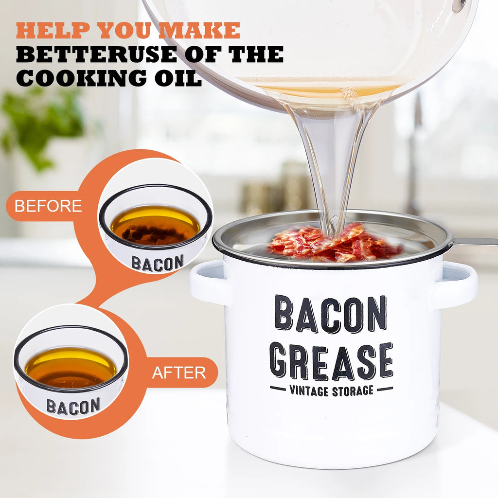 Bacon Grease Container with Strainer