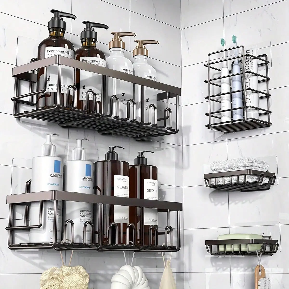 5-Pack  Stainless Steel Adhesive Shower Caddy