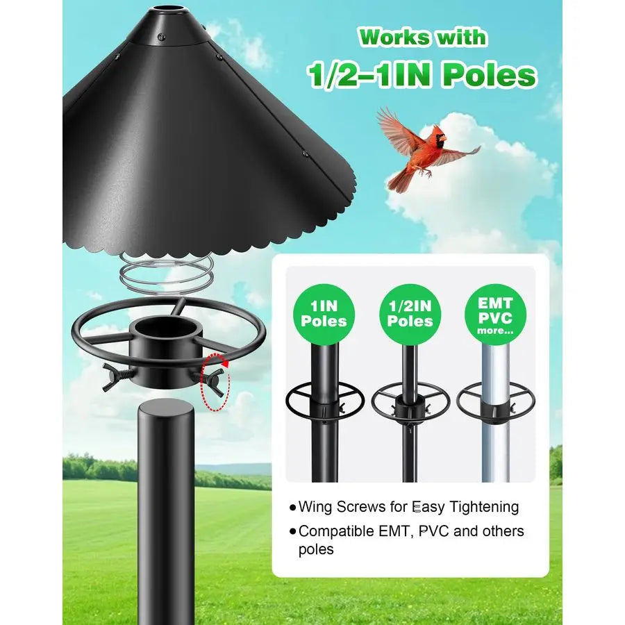 Heavy Duty Squirrel Baffle for Bird Feeder Pole