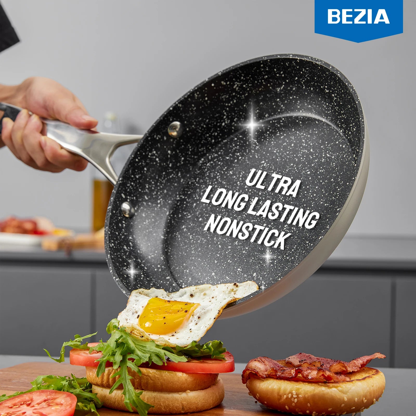 10-Piece, BEZIA Pots and Pans Set for Induction Cooktop,