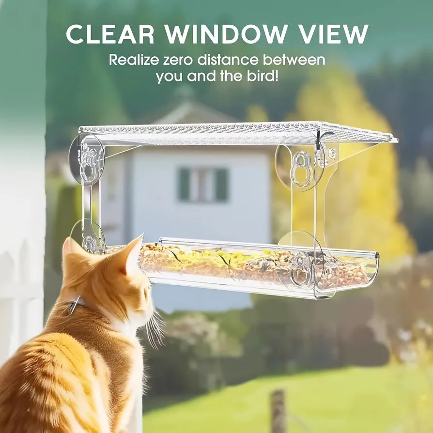 Large Window Bird Feeder with Removable Seed & Water Tray