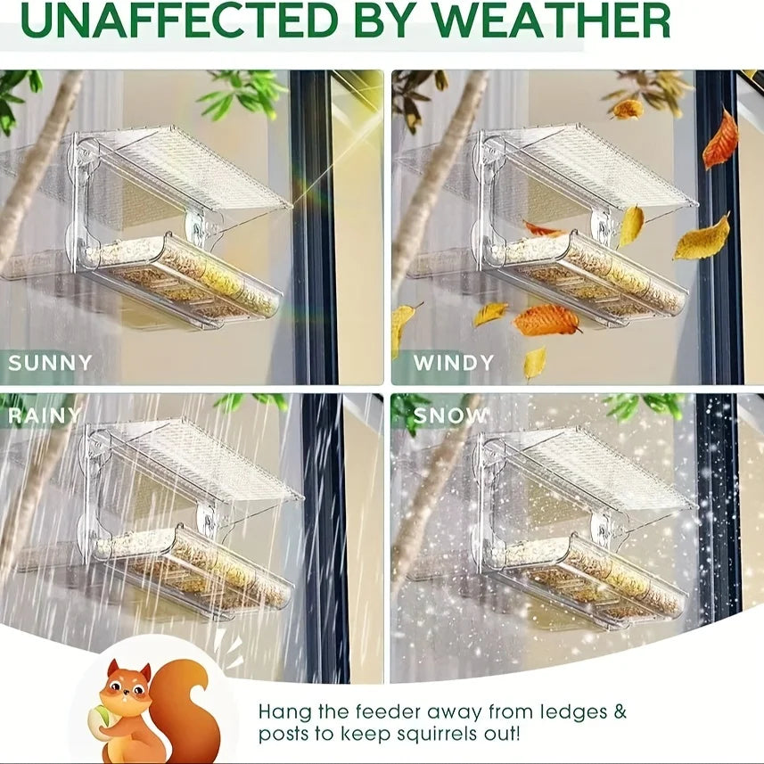 Large Window Bird Feeder with Removable Seed & Water Tray
