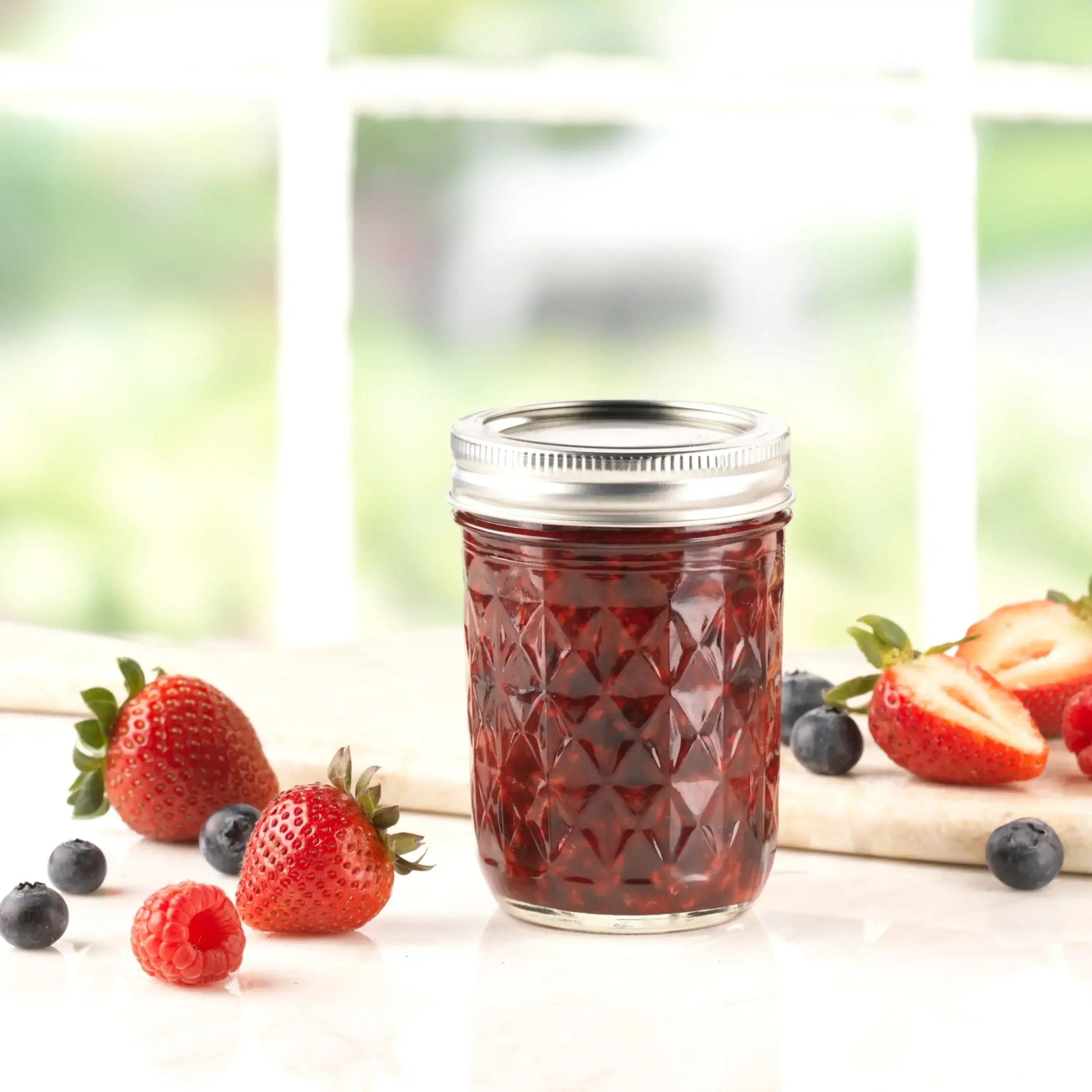 Ball Quilted Crystal Mason Jar w/ Lid & Band