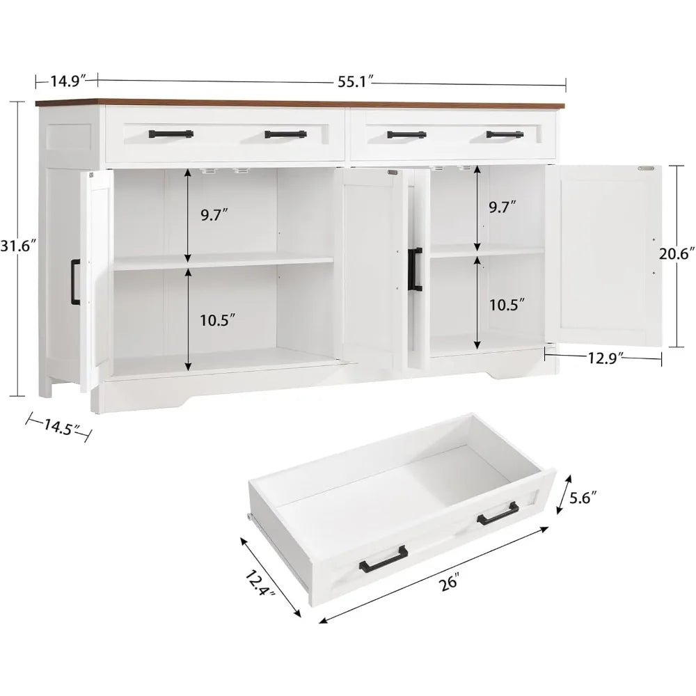 Buffet Cabinet with Storage and Drawers, Buffet Cabinet with