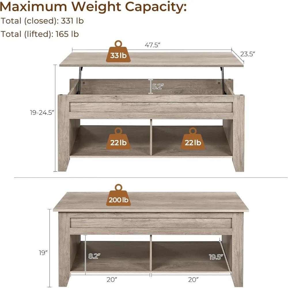 Lift Top Coffee Table with Hidden Storage Compartment